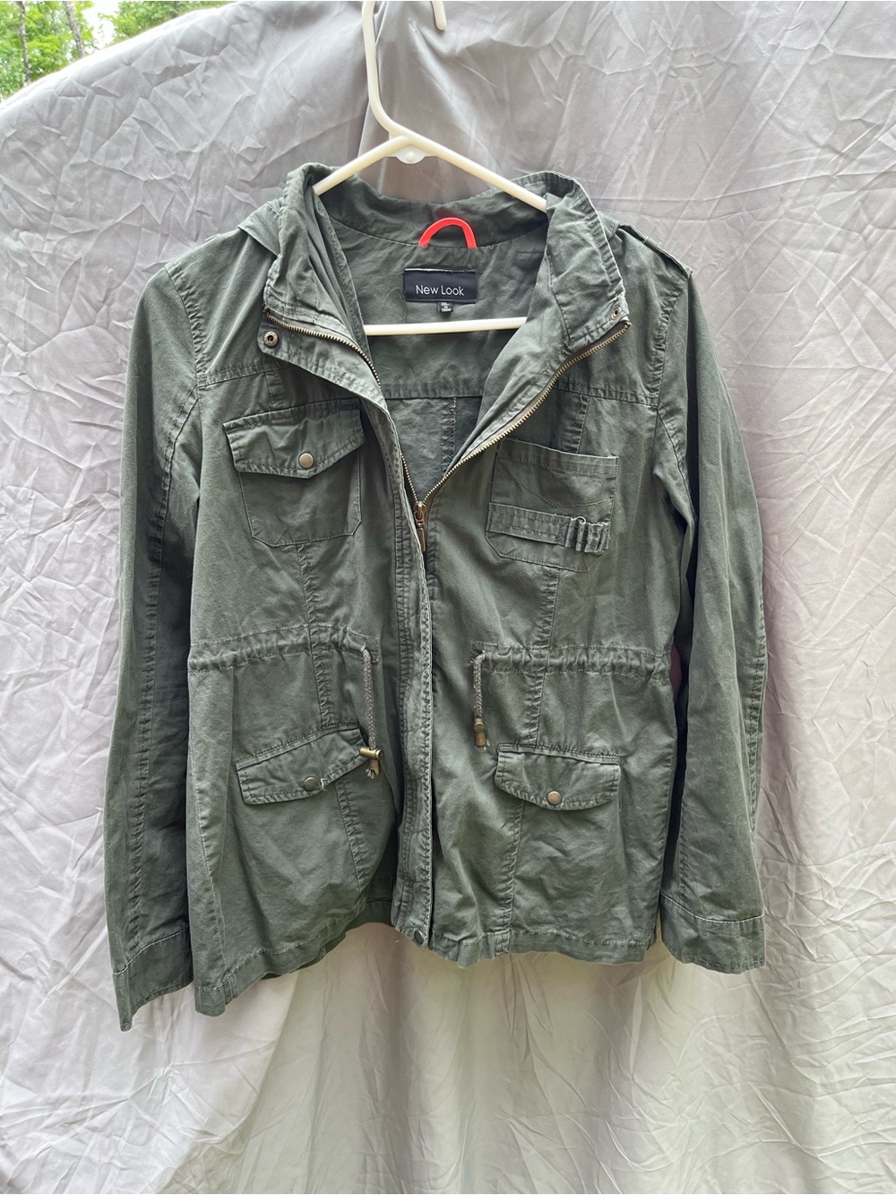 New Look Olive Green Utility Jacket with Hood